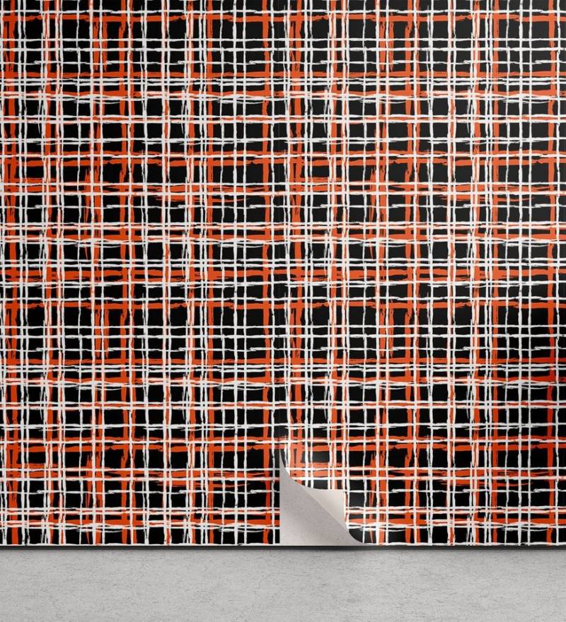 Abakuhaus Vinyltapete selbstklebendes Wohnzimmer Küchenakzent, Retro Vintage gestreifte Grid Kunst von Abakuhaus