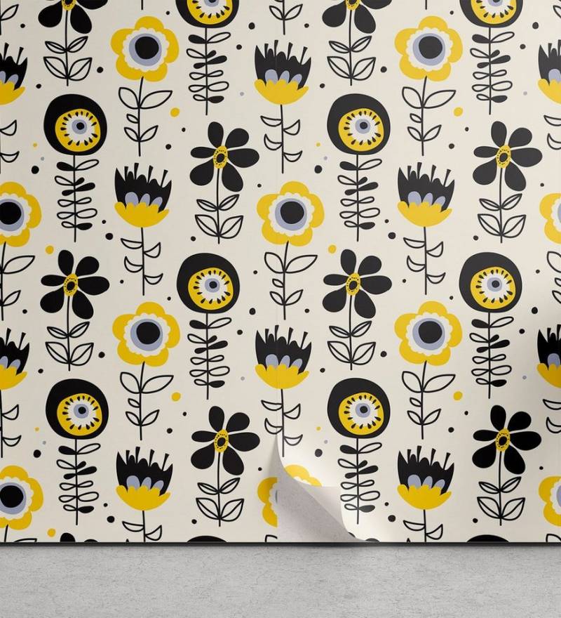 Abakuhaus Vinyltapete selbstklebendes Wohnzimmer Küchenakzent, Abstrakt Surreal Design Blumen von Abakuhaus