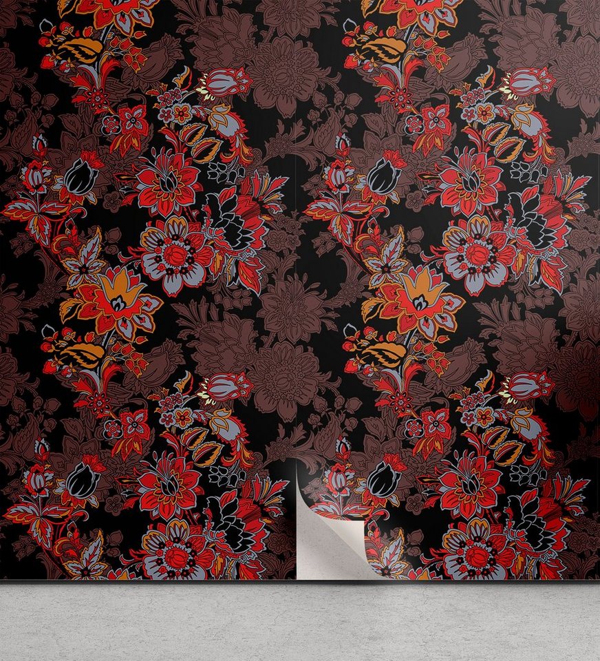 Abakuhaus Vinyltapete selbstklebendes Wohnzimmer Küchenakzent, Blume Japanische Vivid Florals Abakuhaus Vinyltapete selbstklebendes Wohnzimmer Küchenakzent, Blume Japanische Vivid Florals von Abakuhaus