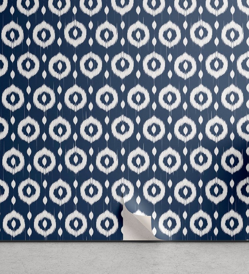 Abakuhaus Vinyltapete selbstklebendes Wohnzimmer Küchenakzent, Ikat Kreis-Punkte Asian von Abakuhaus