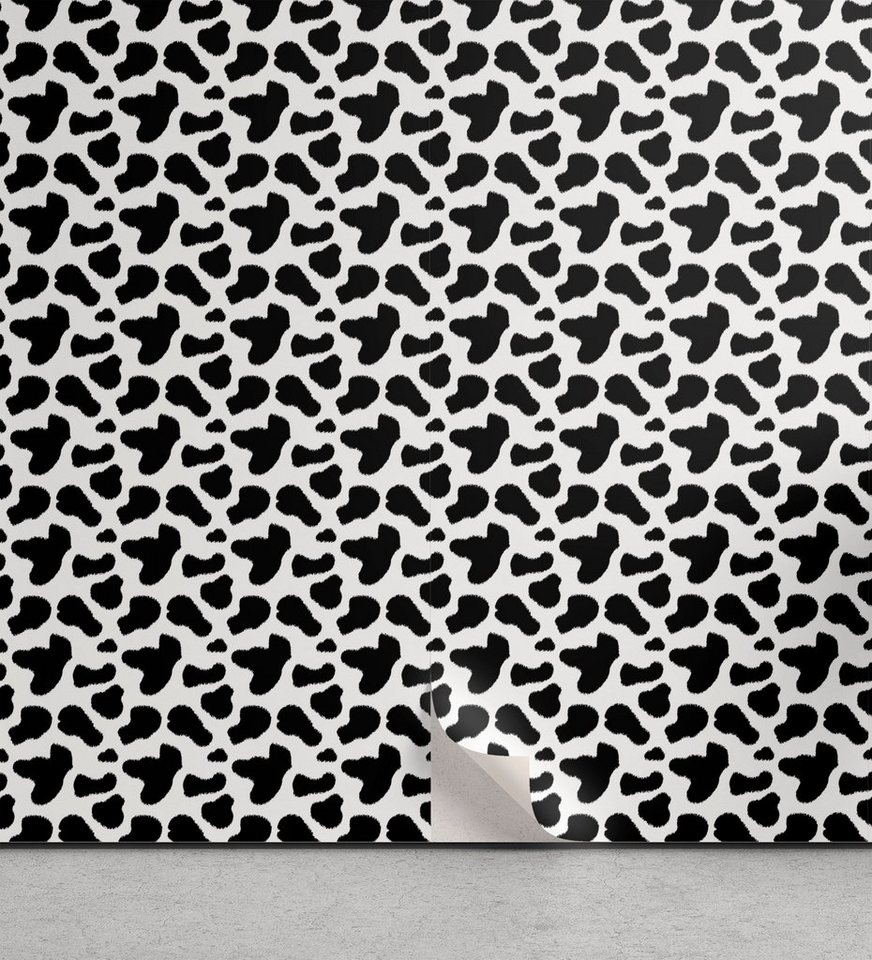 Abakuhaus Vinyltapete selbstklebendes Wohnzimmer Küchenakzent, Kuh-Druck Kuhfell Schwarz Spots von Abakuhaus