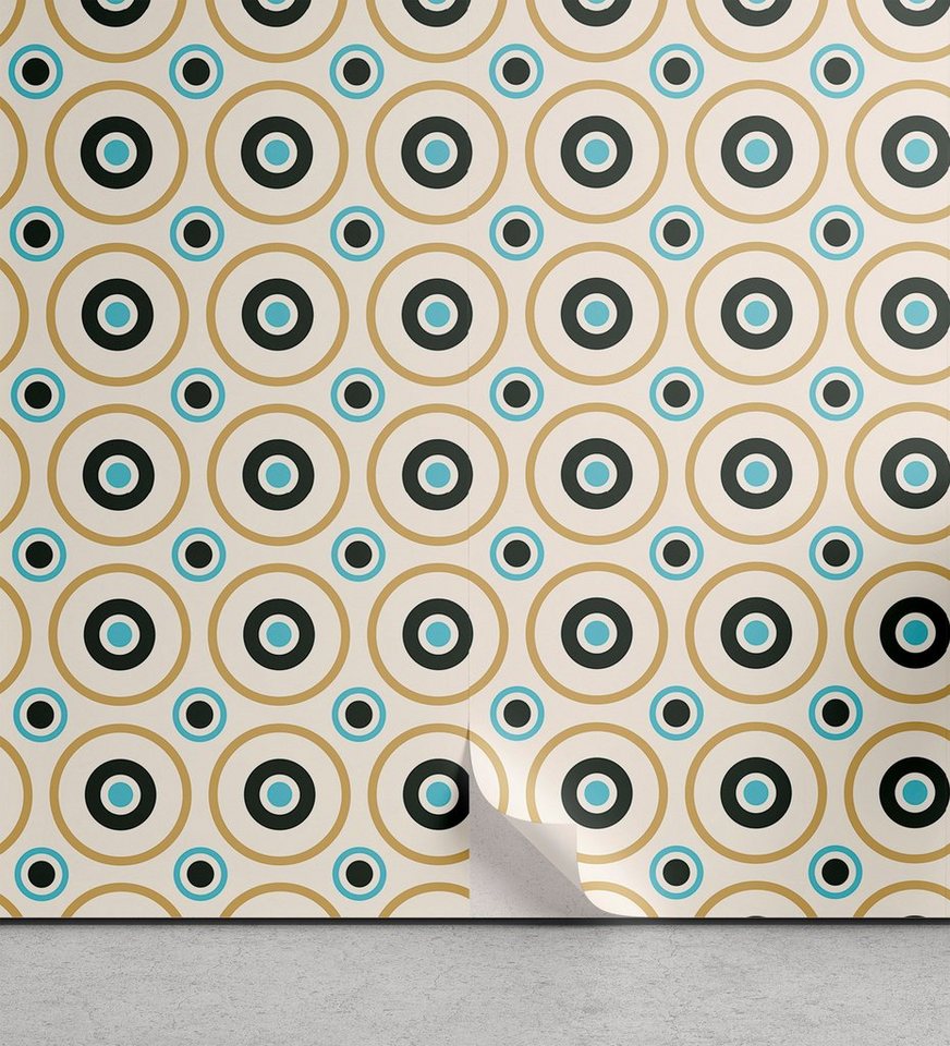 Abakuhaus Vinyltapete selbstklebendes Wohnzimmer Küchenakzent, Retro Kreise Spots Bunte von Abakuhaus