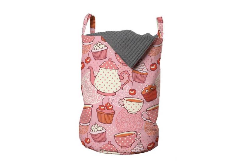 Abakuhaus Wäschesäckchen Wäschekorb mit Griffen Kordelzugverschluss für Waschsalons, Punktmuster Teekannen Cups Cakes von Abakuhaus