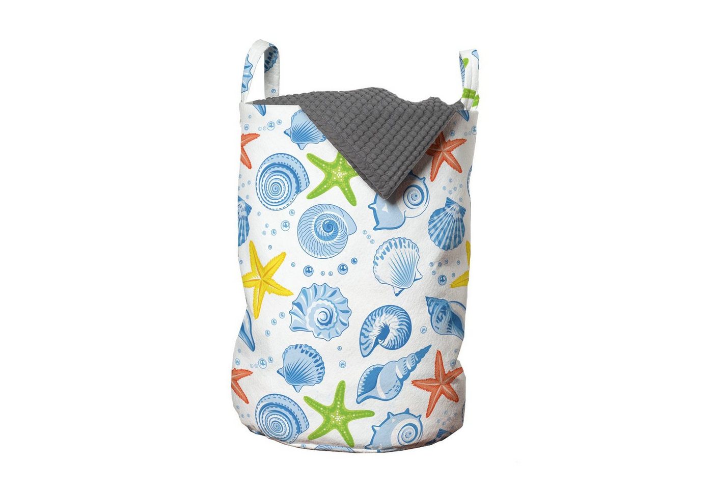 Abakuhaus Wäschesäckchen Wäschekorb mit Griffen Kordelzugverschluss für Waschsalons, Sea Shells Aqua Marine Sterne von Abakuhaus