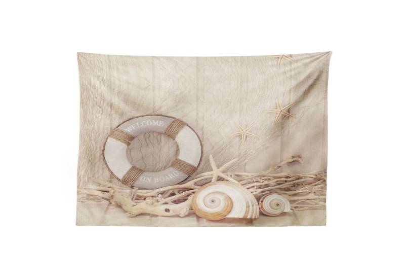 Abakuhaus Wandteppich aus Weiches Mikrofaser Stoff Für das Wohn und Schlafzimmer, rechteckig, Urlaub Life Buoy Holz Sepia von Abakuhaus