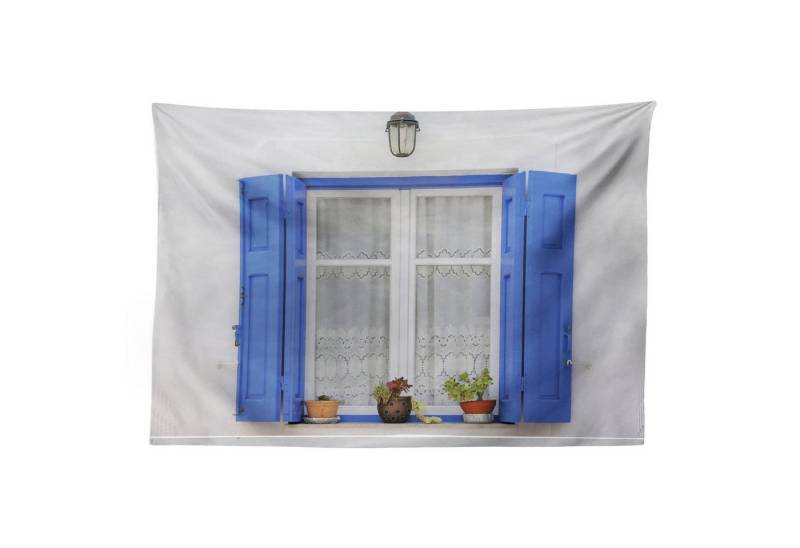 Abakuhaus Wandteppich aus Weiches Mikrofaser Stoff Für das Wohn und Schlafzimmer, rechteckig, griechisch Fensterläden Blumen Fenster von Abakuhaus