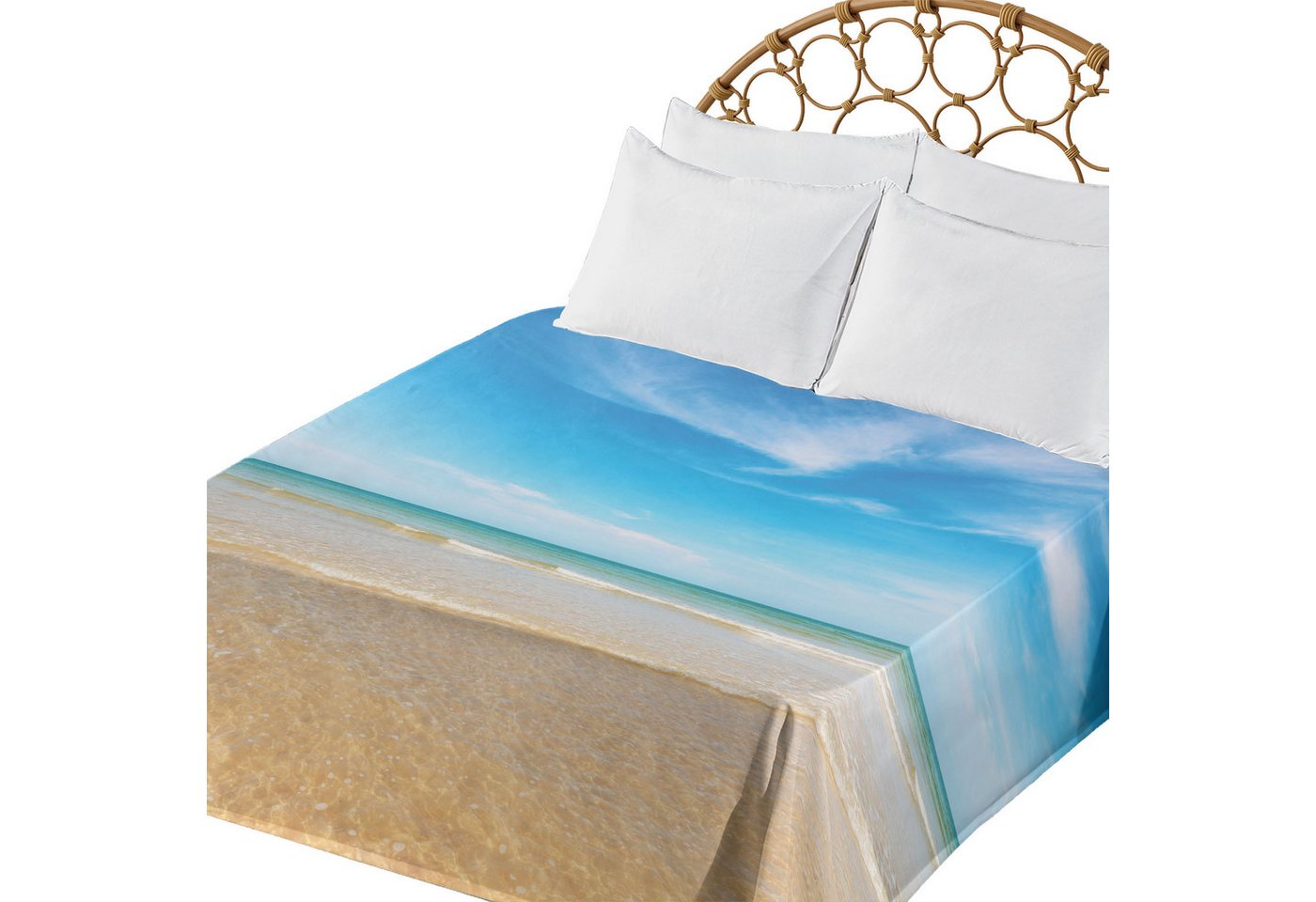 Abakuhaus Betttuch weiches bequemes oberes Bettlaken dekoratives Bett 1 Stück, Hawaii Tropic Himmel Meer Landschaft von Abakuhaus