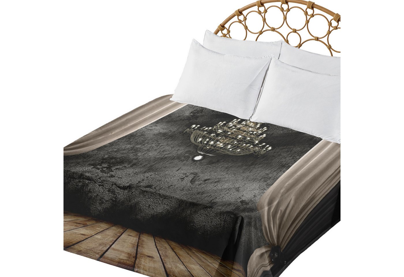 Abakuhaus Betttuch weiches bequemes oberes Bettlaken dekoratives Bett 1 Stück, Klassik Dunkler Ball Room Kronleuchter von Abakuhaus