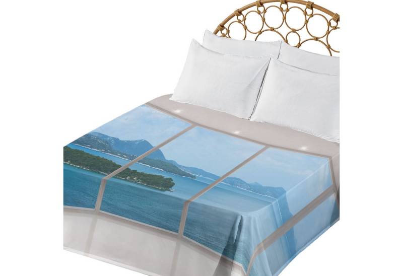 Abakuhaus Betttuch weiches bequemes oberes Bettlaken dekoratives Bett 1 Stück, Landschaft Seascape Blick vom Fenster Abakuhaus Betttuch weiches bequemes oberes Bettlaken dekoratives Bett 1 Stück, Landschaft Seascape Blick vom Fenster von Abakuhaus