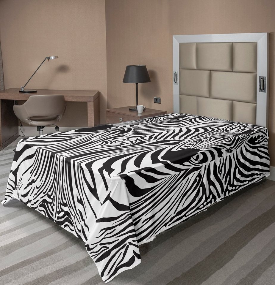 Betttuch weiches bequemes oberes Bettlaken dekoratives Bett 1 Stück, Abakuhaus, Schwarz-Weiss Safari Zebra-Streifen von Abakuhaus