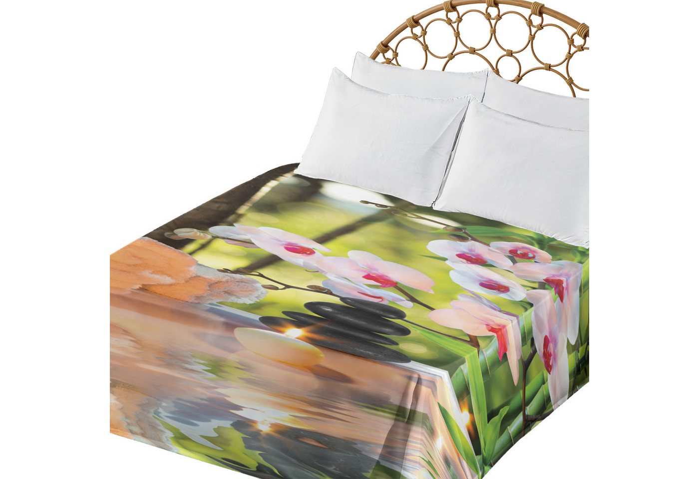 Abakuhaus Betttuch weiches bequemes oberes Bettlaken dekoratives Bett 1 Stück, Spa Spa mit Kerzen Orchideen Abakuhaus Betttuch weiches bequemes oberes Bettlaken dekoratives Bett 1 Stück, Spa Spa mit Kerzen Orchideen von Abakuhaus