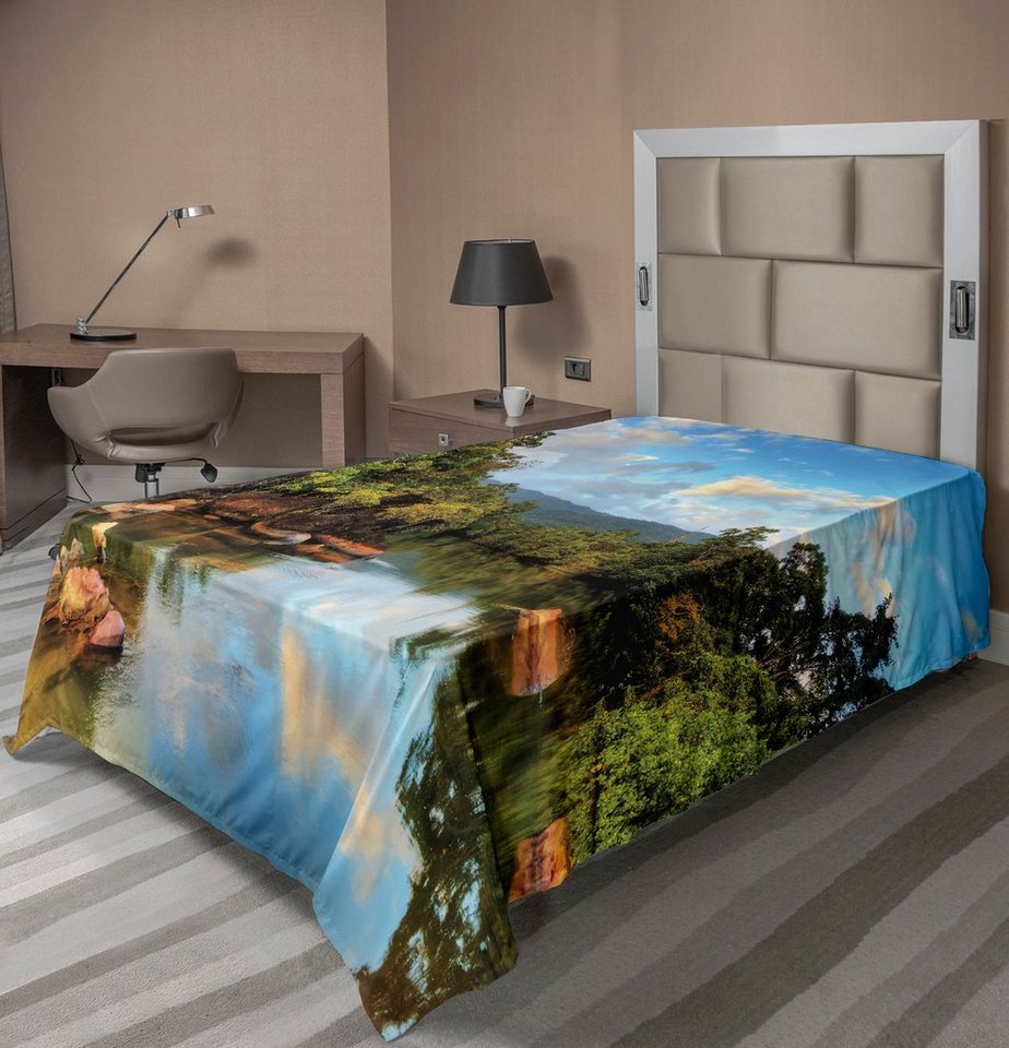 Betttuch weiches bequemes oberes Bettlaken dekoratives Bett 1 Stück, Abakuhaus, Tropisch Mit Blick auf Jungle River von Abakuhaus