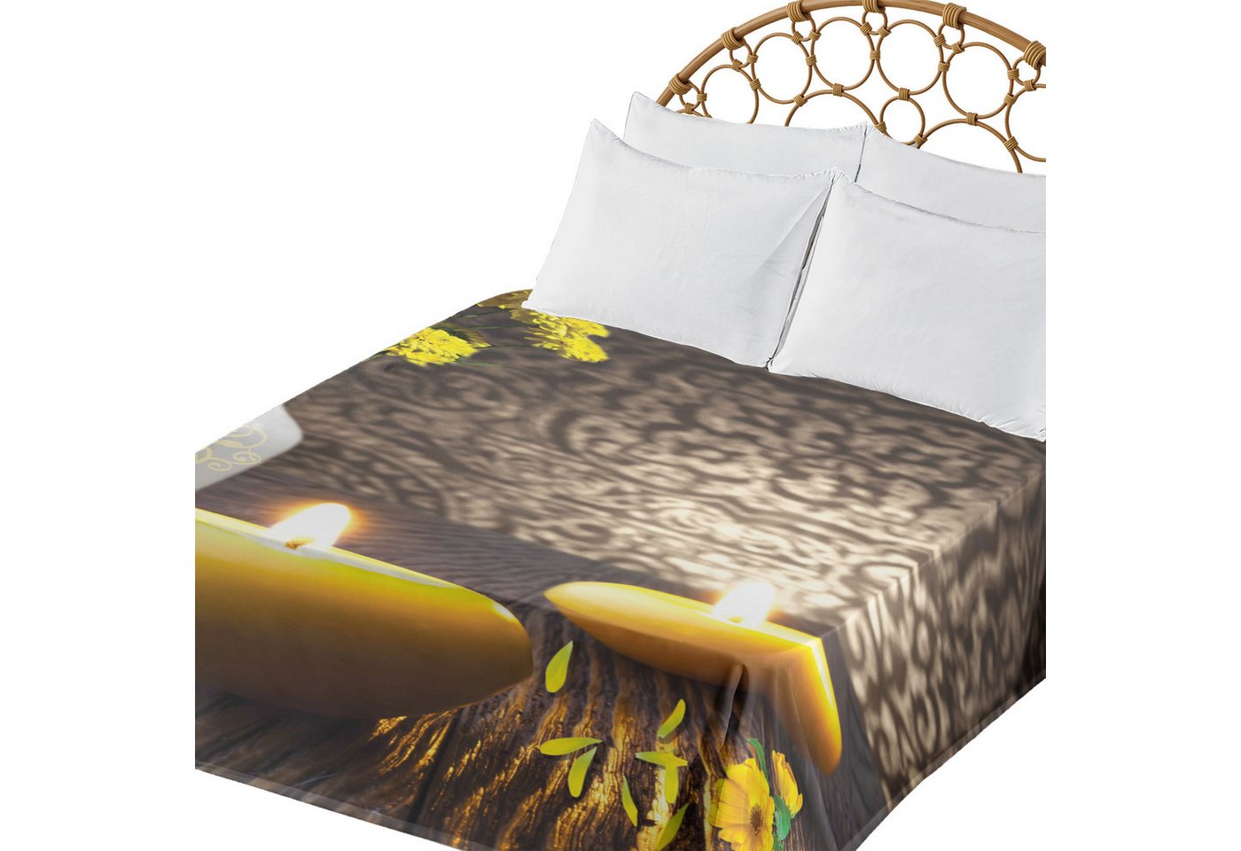 Abakuhaus Betttuch weiches bequemes oberes Bettlaken dekoratives Bett 1 Stück, Zen Oriental Meditative Kerzen Abakuhaus Betttuch weiches bequemes oberes Bettlaken dekoratives Bett 1 Stück, Zen Oriental Meditative Kerzen von Abakuhaus