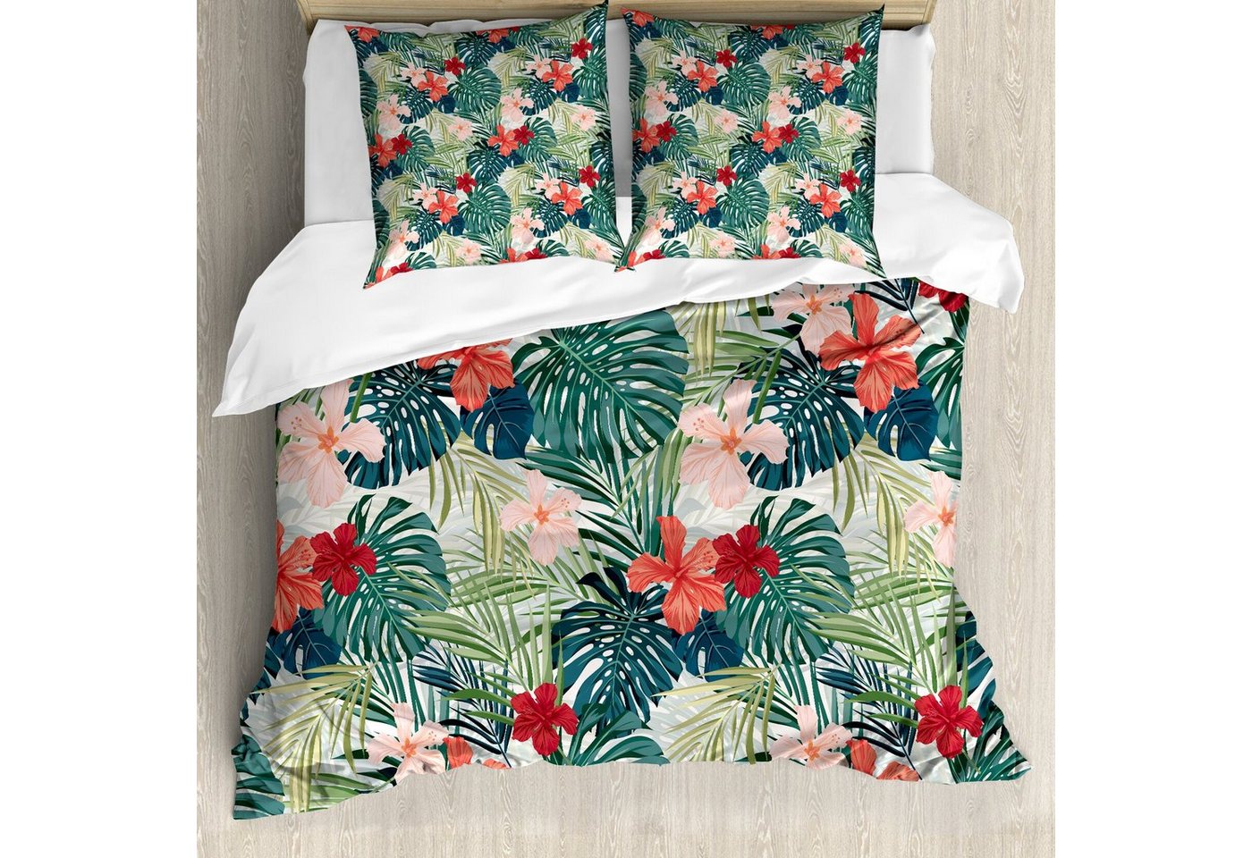 Abakuhaus Bettwäsche Milbensicher Allergiker geeignet mit Kissenbezügen, Microfaser, Blatt Natur Crepe Ginger Blume von Abakuhaus