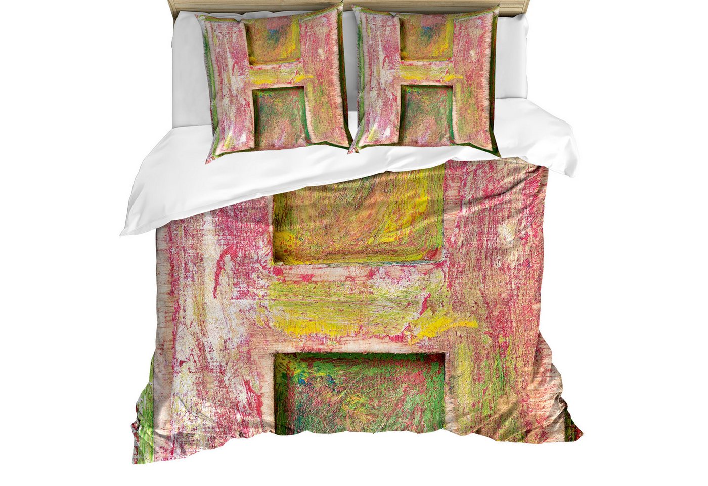 Abakuhaus Bettwäsche Milbensicher Allergiker geeignet mit Kissenbezügen, Microfaser, Buchstabe H Alphabet aus Holz H-Zeichen von Abakuhaus