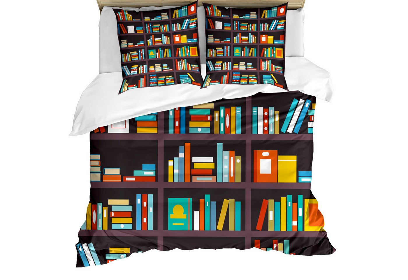 Abakuhaus Bettwäsche Milbensicher Allergiker geeignet mit Kissenbezügen, Microfaser, Bücherregal Cartoon-bunte Bücher Abakuhaus Bettwäsche Milbensicher Allergiker geeignet mit Kissenbezügen, Microfaser, Bücherregal Cartoon-bunte Bücher von Abakuhaus
