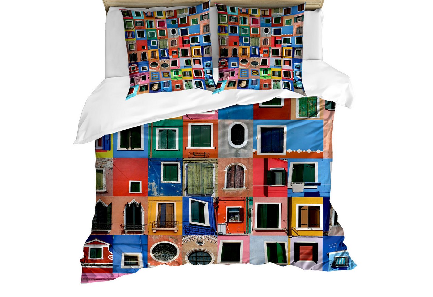 Abakuhaus Bettwäsche Milbensicher Allergiker geeignet mit Kissenbezügen, Microfaser, Die Architektur Fenster Venedig Türen von Abakuhaus