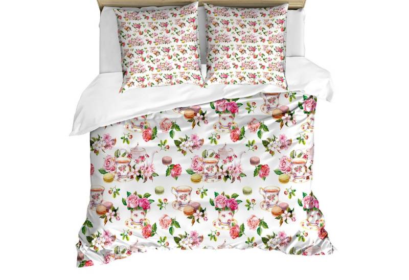 Abakuhaus Bettwäsche Milbensicher Allergiker geeignet mit Kissenbezügen, Microfaser, Jahrgang Bunte Antike Teekanne von Abakuhaus