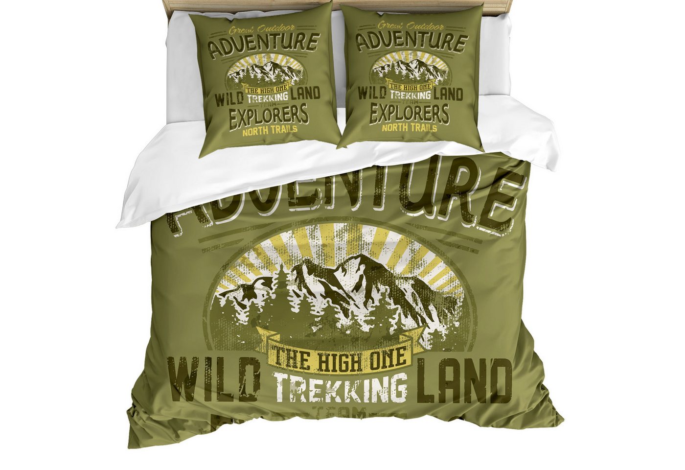 Abakuhaus Bettwäsche Milbensicher Allergiker geeignet mit Kissenbezügen, Microfaser, Retro Outdoor Adventure Poster Abakuhaus Bettwäsche Milbensicher Allergiker geeignet mit Kissenbezügen, Microfaser, Retro Outdoor Adventure Poster von Abakuhaus