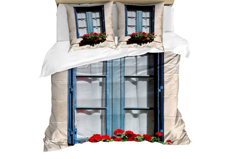 Abakuhaus Bettwäsche Milbensicher Allergiker geeignet mit Kissenbezügen, Microfaser, Städtisch Mittelmeer-Fenster Abakuhaus Bettwäsche Milbensicher Allergiker geeignet mit Kissenbezügen, Microfaser, Städtisch Mittelmeer-Fenster von Abakuhaus