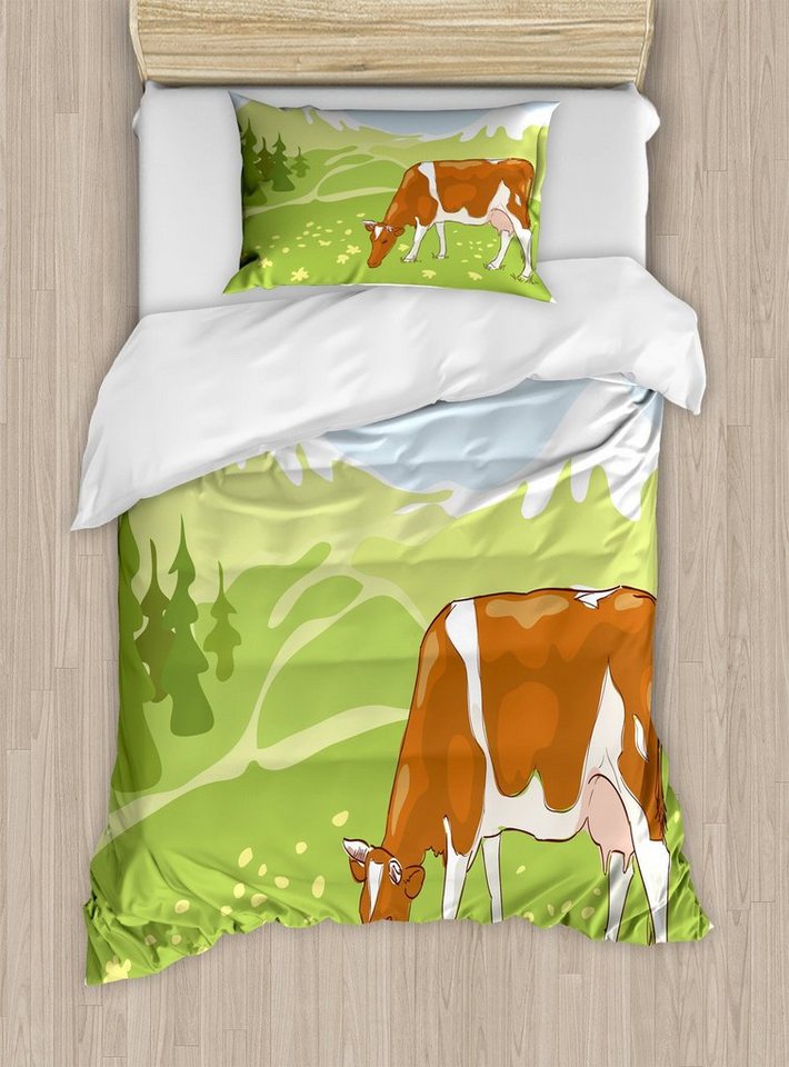 Abakuhaus Bettwäsche Milbensicher Allergiker geeignet mit Kissenbezug, Microfaser, Das Vieh Almwiese Natur von Abakuhaus