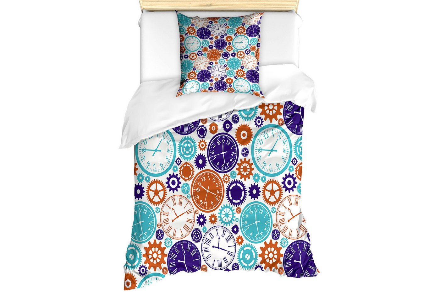Abakuhaus Bettwäsche Milbensicher Allergiker geeignet mit Kissenbezug, Microfaser, Jahrgang Uhr mit römischen Ziffern von Abakuhaus