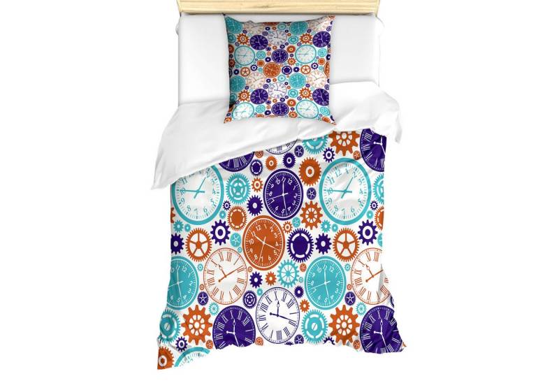 Abakuhaus Bettwäsche Milbensicher Allergiker geeignet mit Kissenbezug, Microfaser, Jahrgang Uhr mit römischen Ziffern von Abakuhaus