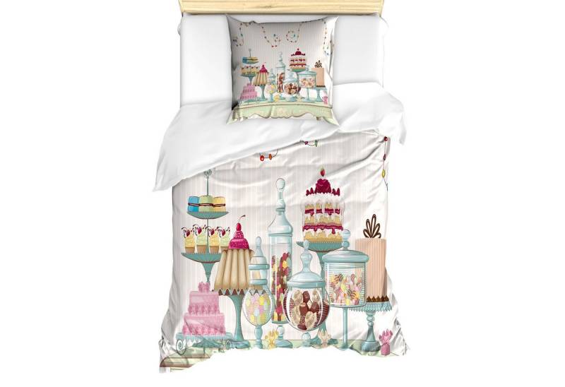 Abakuhaus Bettwäsche Milbensicher Allergiker geeignet mit Kissenbezug, Microfaser, Plätzchen Kuchen Glasgläser auf einem Tisch von Abakuhaus