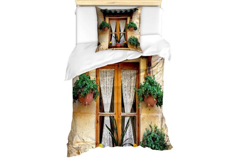 Abakuhaus Bettwäsche Milbensicher Allergiker geeignet mit Kissenbezug, Microfaser, Rustikal Altes Fenster und Blumen Abakuhaus Bettwäsche Milbensicher Allergiker geeignet mit Kissenbezug, Microfaser, Rustikal Altes Fenster und Blumen von Abakuhaus