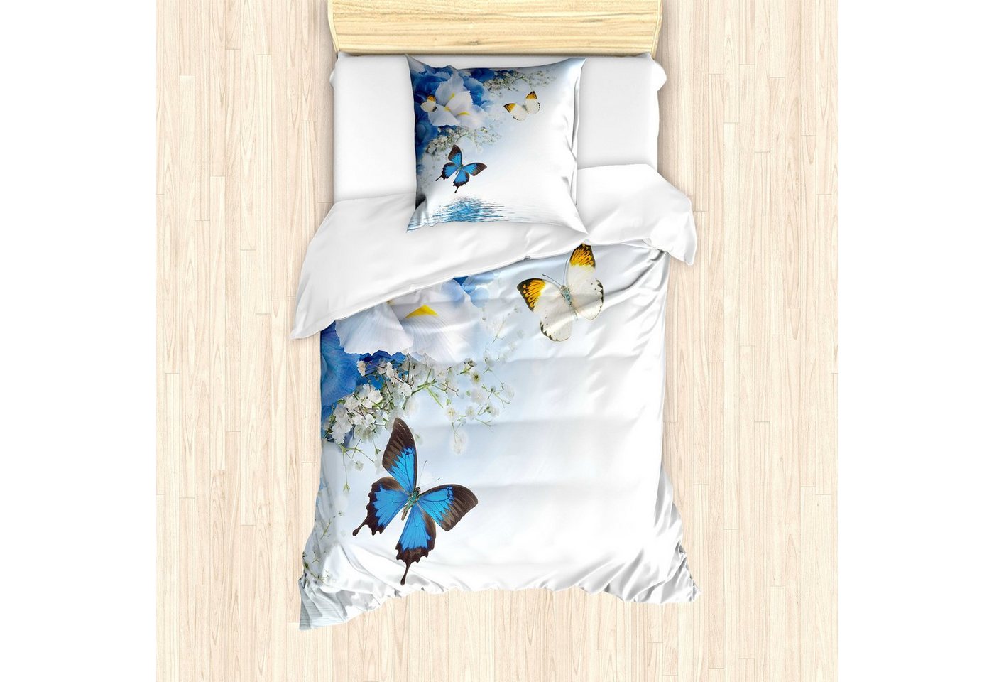 Abakuhaus Bettwäsche Milbensicher Allergiker geeignet mit Kissenbezug, Microfaser, Schmetterlinge Exotische Blumen Teich von Abakuhaus