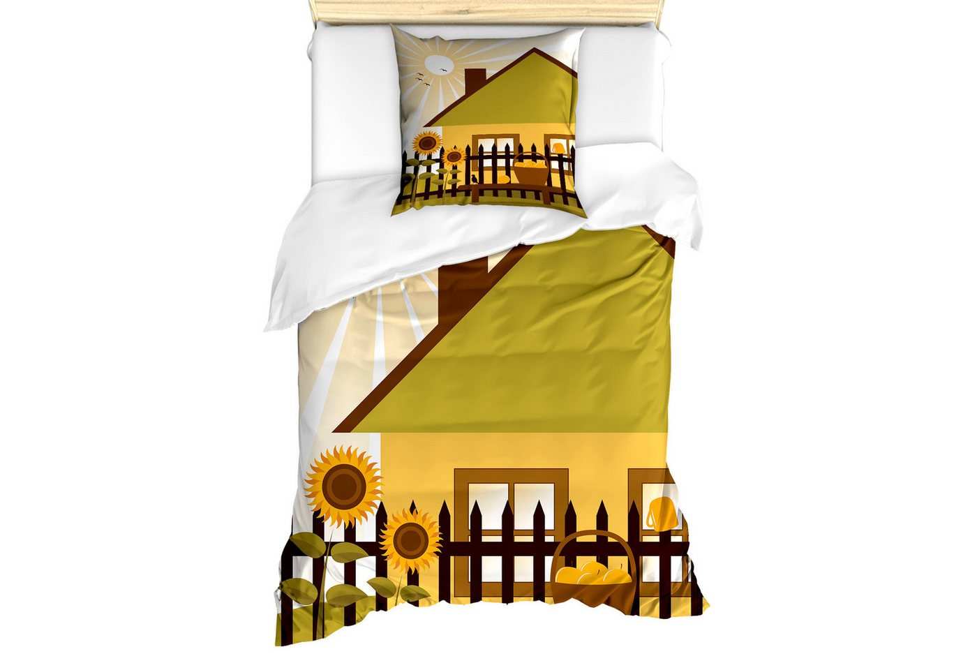 Abakuhaus Bettwäsche Milbensicher Allergiker geeignet mit Kissenbezug, Microfaser, Zaun Cartoon Haus mit Garten Abakuhaus Bettwäsche Milbensicher Allergiker geeignet mit Kissenbezug, Microfaser, Zaun Cartoon Haus mit Garten von Abakuhaus