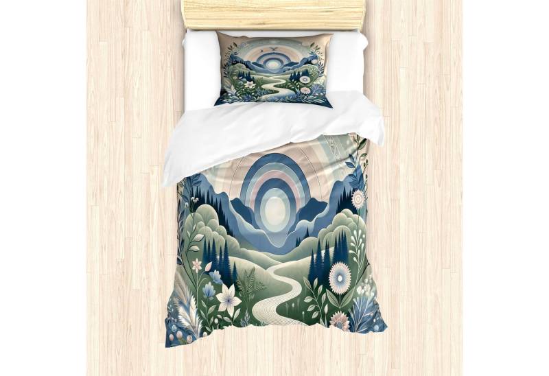 Abakuhaus Bettwäsche Top Qualität Weich und Warm 3 Teiligen Bettbezug mit 1 Kissenbezüge, Microfaser, Boho Natur Gebirgsblumenweg von Abakuhaus