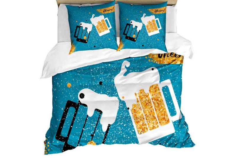Abakuhaus Bettwäsche weicher Microfaserstoff Allergiker geeignet, kein Verblassen, Microfaser, Alkohol Bierkrüge Toasten von Abakuhaus