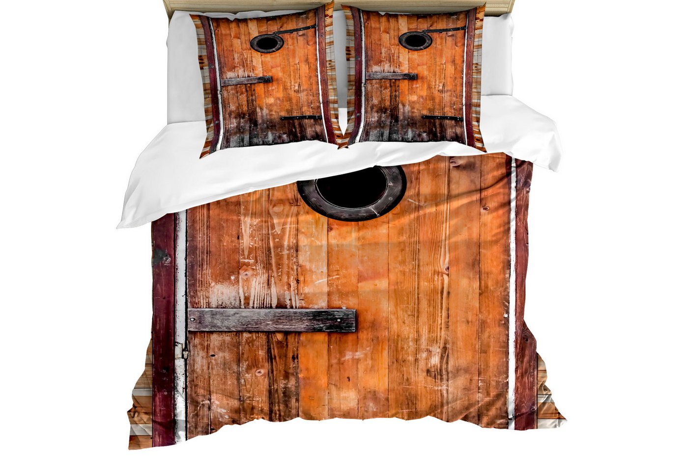 Abakuhaus Bettwäsche weicher Microfaserstoff Allergiker geeignet, kein Verblassen, Microfaser, Antiquität Pine Holz Fenster von Abakuhaus