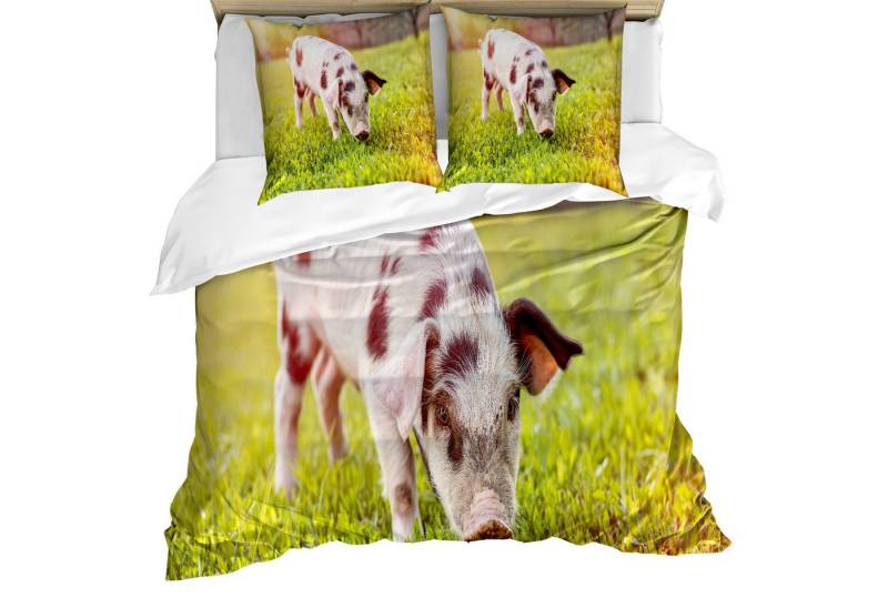 Abakuhaus Bettwäsche Weicher Microfaserstoff Allegigeignet kein Verblassen, Microfaser, Bauernhoftier Baby-Schwein mit Spots von Abakuhaus