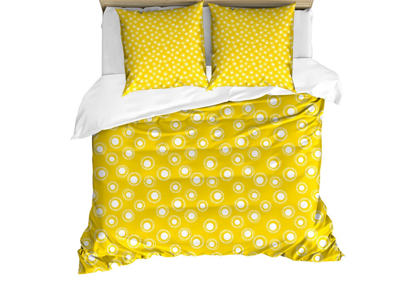Abakuhaus Bettwäsche weicher Microfaserstoff Allergiker geeignet, kein Verblassen, Microfaser, Gelb und Weiß Round Spots Abakuhaus Bettwäsche weicher Microfaserstoff Allergiker geeignet, kein Verblassen, Microfaser, Gelb und Weiß Round Spots von Abakuhaus