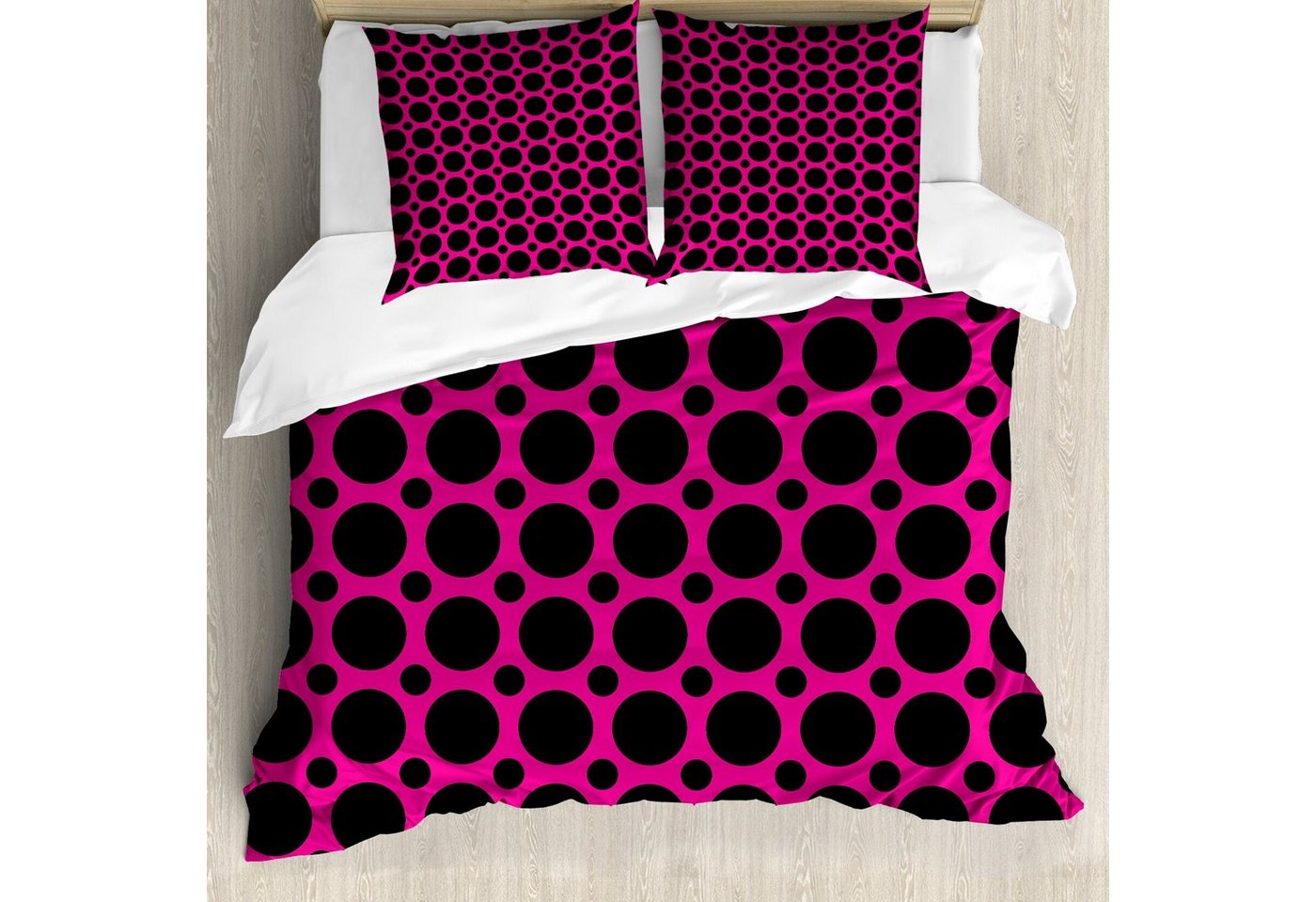 Abakuhaus Bettwäsche weicher Microfaserstoff Allergiker geeignet, kein Verblassen, Microfaser, Hot Pink Symmetrische Spots Retro Abakuhaus Bettwäsche weicher Microfaserstoff Allergiker geeignet, kein Verblassen, Microfaser, Hot Pink Symmetrische Spots Retro von Abakuhaus