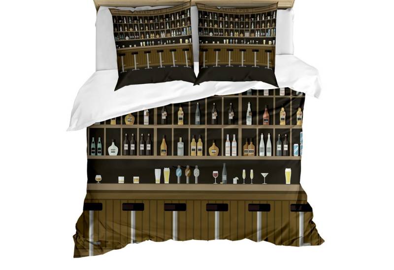 Abakuhaus Bettwäsche Weicher Microfaserstoff Allegigeignet kein Verblassen, Microfaser, Irish Pub Barhocker und Flaschen von Abakuhaus