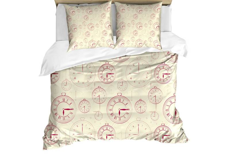 Abakuhaus Bettwäsche weicher Microfaserstoff Allergiker geeignet, kein Verblassen, Microfaser, Jahrgang Roman Ziffern auf einer Uhr von Abakuhaus