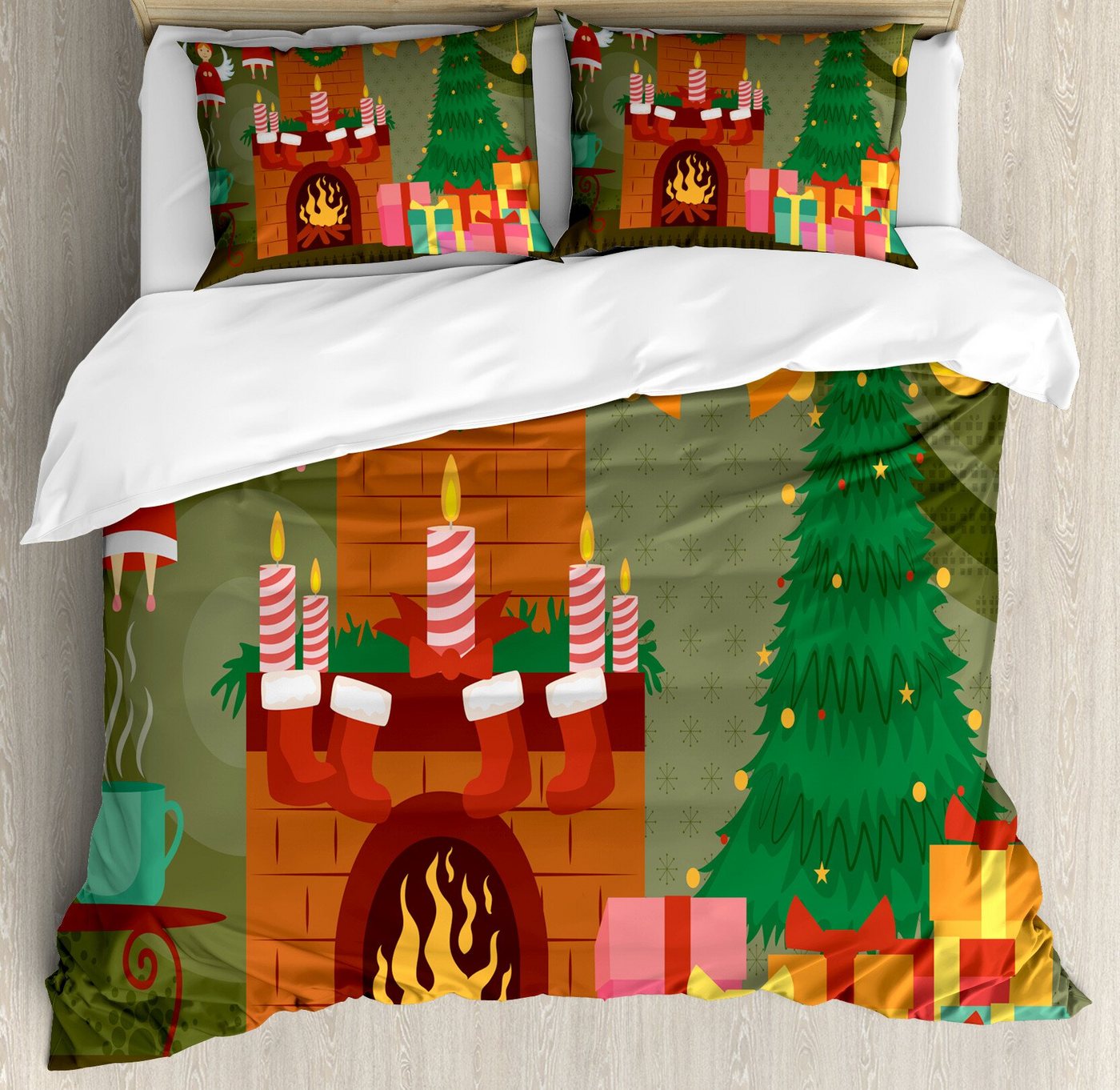 Abakuhaus Bettwäsche Weicher Microfaserstoff Allegigeignet kein Verblassen, Microfaser, Kamin Cartoon Christmas Night Abakuhaus Bettwäsche Weicher Microfaserstoff Allegigeignet kein Verblassen, Microfaser, Kamin Cartoon Christmas Night von Abakuhaus