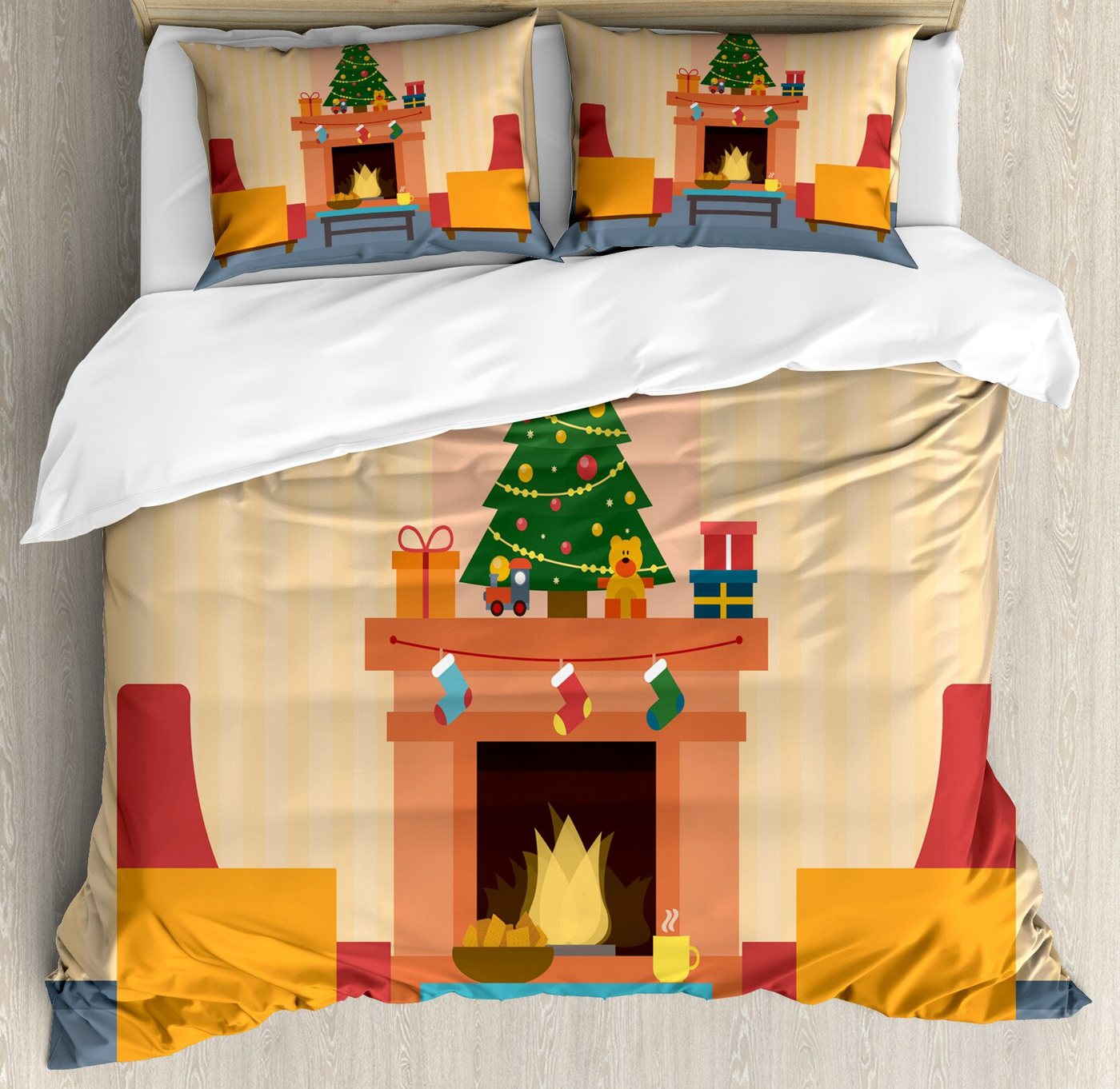 Abakuhaus Bettwäsche Weicher Microfaserstoff Allegigeignet kein Verblassen, Microfaser, Kamin Cartoon Weihnachten Innen Abakuhaus Bettwäsche Weicher Microfaserstoff Allegigeignet kein Verblassen, Microfaser, Kamin Cartoon Weihnachten Innen von Abakuhaus