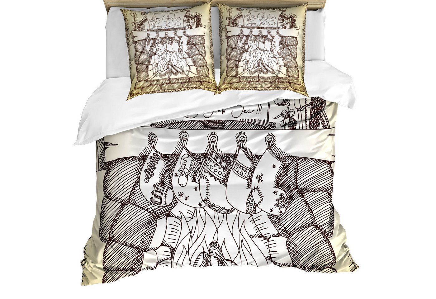 Abakuhaus Bettwäsche Weicher Microfaserstoff Allegigeignet kein Verblassen, Microfaser, Kamin Weihnachten Sketch Stocking Abakuhaus Bettwäsche Weicher Microfaserstoff Allegigeignet kein Verblassen, Microfaser, Kamin Weihnachten Sketch Stocking von Abakuhaus
