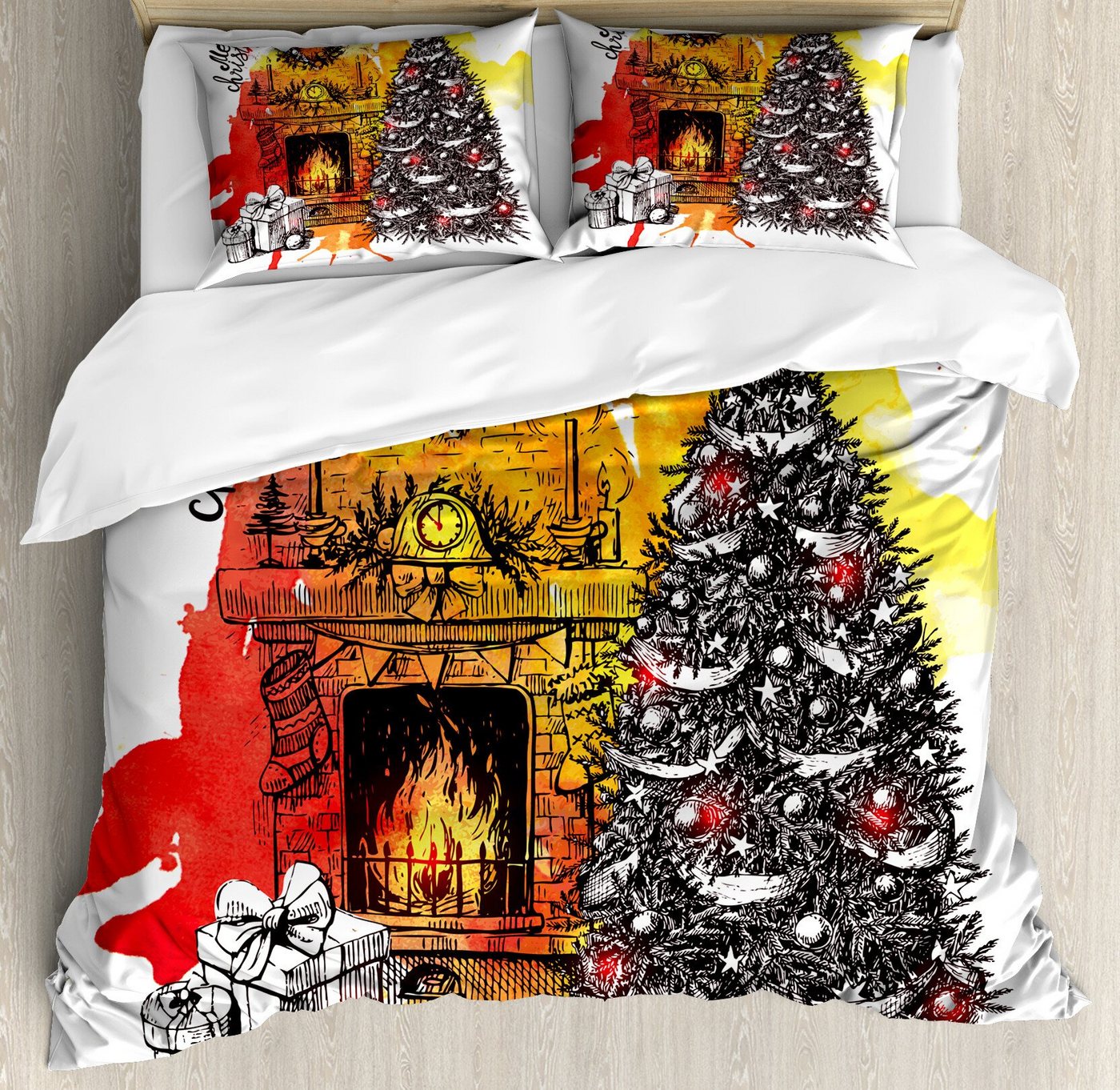 Abakuhaus Bettwäsche Weicher Microfaserstoff Allegigeignet kein Verblassen, Microfaser, Kamin Weihnachten Skizze Abakuhaus Bettwäsche Weicher Microfaserstoff Allegigeignet kein Verblassen, Microfaser, Kamin Weihnachten Skizze von Abakuhaus