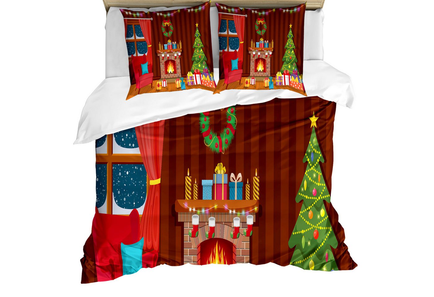 Abakuhaus Bettwäsche Weicher Microfaserstoff Allegigeignet kein Verblassen, Microfaser, Kamin Weihnachten im Winter Night Abakuhaus Bettwäsche Weicher Microfaserstoff Allegigeignet kein Verblassen, Microfaser, Kamin Weihnachten im Winter Night von Abakuhaus