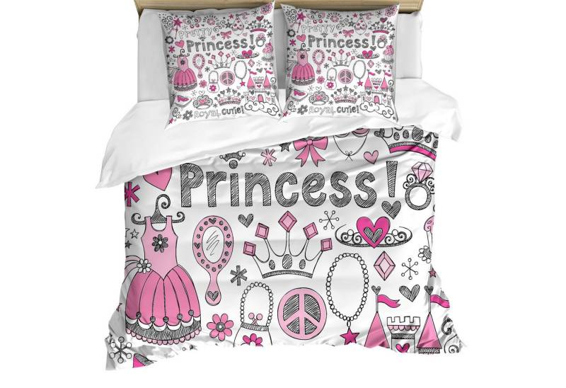 Abakuhaus Bettwäsche weicher Microfaserstoff Allergiker geeignet, kein Verblassen, Microfaser, Mädchen Märchen-Prinzessin Tiara von Abakuhaus