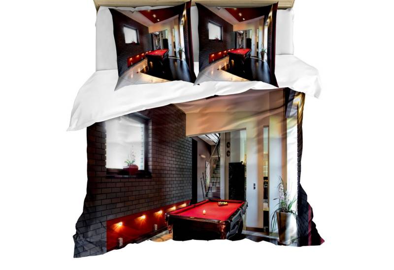 Abakuhaus Bettwäsche weicher Microfaserstoff Allergiker geeignet, kein Verblassen, Microfaser, Modern Pool-Spiel Snooker Tisch von Abakuhaus