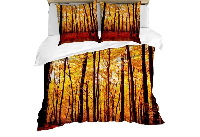 Abakuhaus Bettwäsche weicher Microfaserstoff Allergiker geeignet, kein Verblassen, Microfaser, Natur Herbst-Waldbäume von Abakuhaus