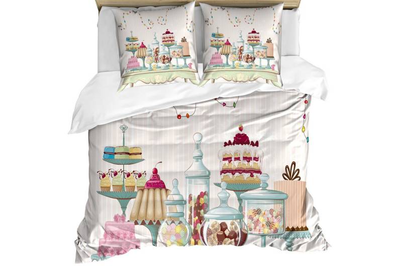 Abakuhaus Bettwäsche Weicher Microfaserstoff Allegigeignet kein Verblassen, Microfaser, Plätzchen Kuchen Glasgläser auf einem Tisch von Abakuhaus