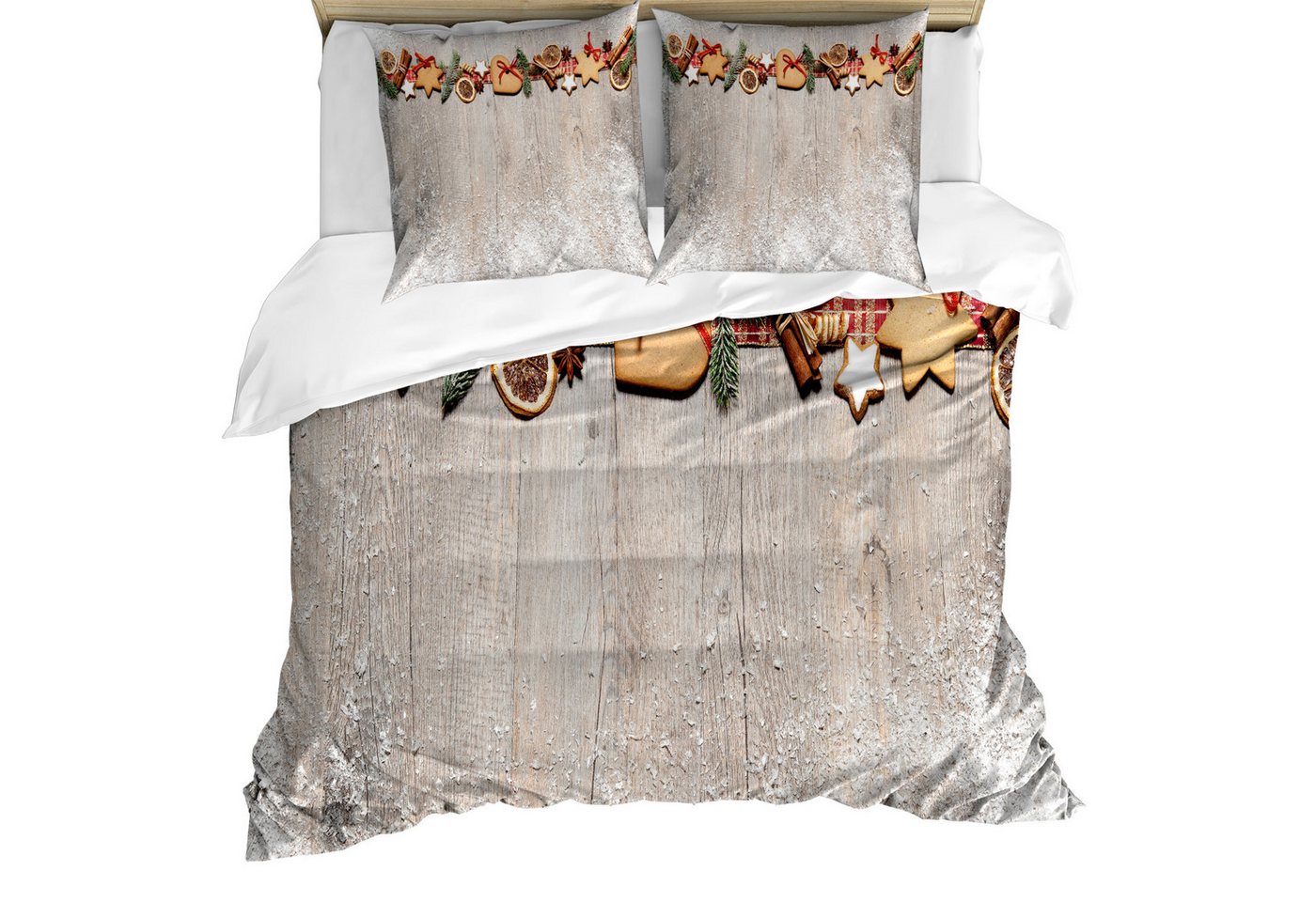 Abakuhaus Bettwäsche Weicher Microfaserstoff Allegigeignet kein Verblassen, Microfaser, Plätzchen Weihnachten Themed auf Holz von Abakuhaus