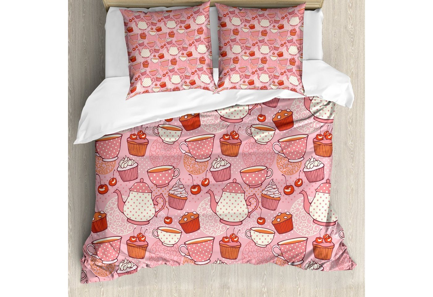 Abakuhaus Bettwäsche weicher Microfaserstoff Allergiker geeignet, kein Verblassen, Microfaser, Punktmuster Teekannen Cups Cakes Abakuhaus Bettwäsche weicher Microfaserstoff Allergiker geeignet, kein Verblassen, Microfaser, Punktmuster Teekannen Cups Cakes von Abakuhaus